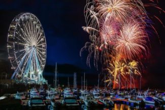 ferris wheel and fireworks