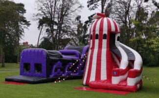 helter skelter and inflatable obstacle course